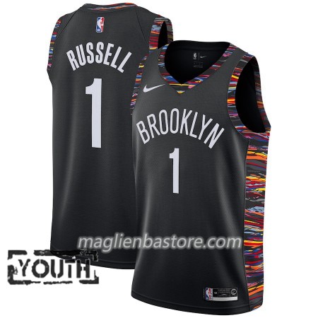 Maglia NBA Brooklyn Nets D'Angelo Russell 1 2018-19 Nike City Edition Nero Swingman - Bambino